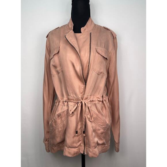 Rails Sz Small Maeve Pink Utility Military Jacket Front Slash Pockets 100% Cupro - Picture 1 of 11